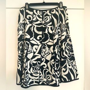 Ann Taylor Silk Black and White Floral Skirt